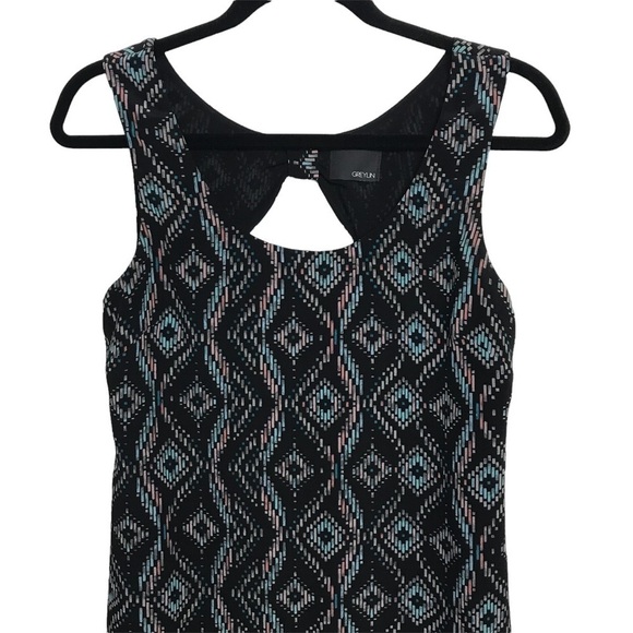 Greylin Black Multicolor Sleeveless Cut Out Back Mini Dress Approx Small - Picture 3 of 7